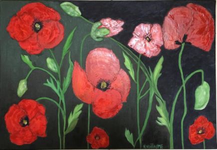Still life with poppies, wild flowers, blood red, war memory.