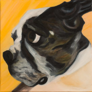 Retrato de una mascota encargado a la pintora Nadia Vuillaume.