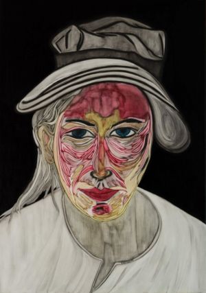 Ce portrait mi-humain mi-animal, de l’artiste Nadia Vuillaume, met en confrontation technique sèche et peinture à l’huile, pour une nouvelle approche.