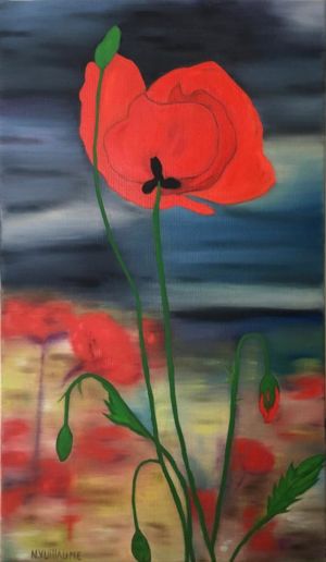 Personalised order for an oil painting of poppies from painter Nadia Vuillaume.