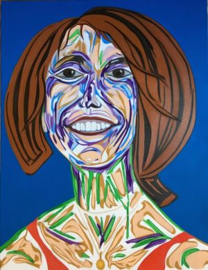 Retrato de mujer con colgante, encargo de la pintora Nadia Vuillaume.