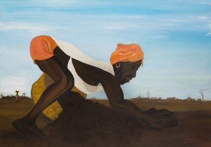Este cuadro figurativo, obra de la artista Nadia Vuillaume, representa una escena rural, paradoja entre modernidad y arcaísmo, donde la mujer ocupa un lugar privilegiado.