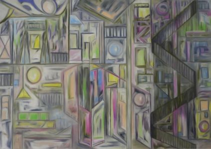 Este cuadro lineal, obra de la pintora Nadia Vuillaume, es la representación de un interior urbano en el que cada cual puede tomar posesión del lugar a su antojo.